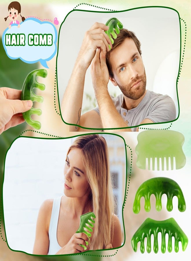 Flahard 3 Pcs Jade Eye Mask Green Jade Stone Eye Mask and 3 Pcs Hair Guasha Scalp Comb Set for Facials Cooling Mask for Alleviate Puffiness Face Facial Eyes Sleeping Mask Relief Eye Cover - Image 5